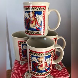 Set of 4 Enesco 1984 Christmas Bear Mugs Lucy and Me with Box